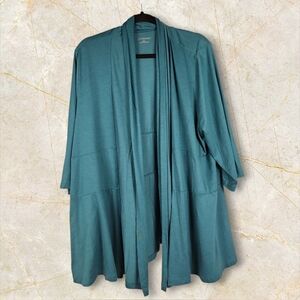 CATHERINE'S | Tiered Teal Women's Shawl Jacket Coastal Grandma Lagenlook | 2X